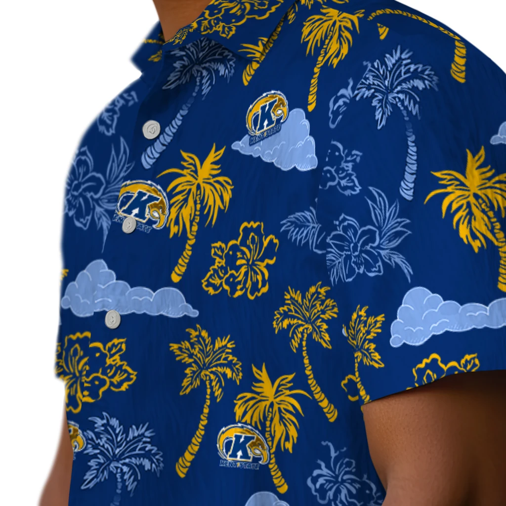 Kent State Golden Flashes Hawaiian Shirt - Palm And Clouds kent state golden flashes palm and clouds navy blue hawaiian shirts trendy