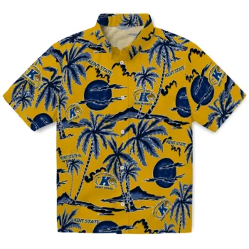 kent state golden flashes palm sunset hawaiian shirts best selling