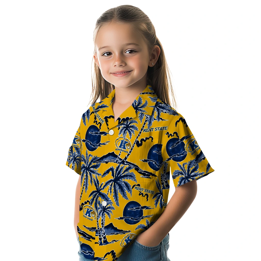 Kent State Golden Flashes Hawaiian Shirt - Palm Sunset kent state golden flashes palm sunset hawaiian shirts premium grade