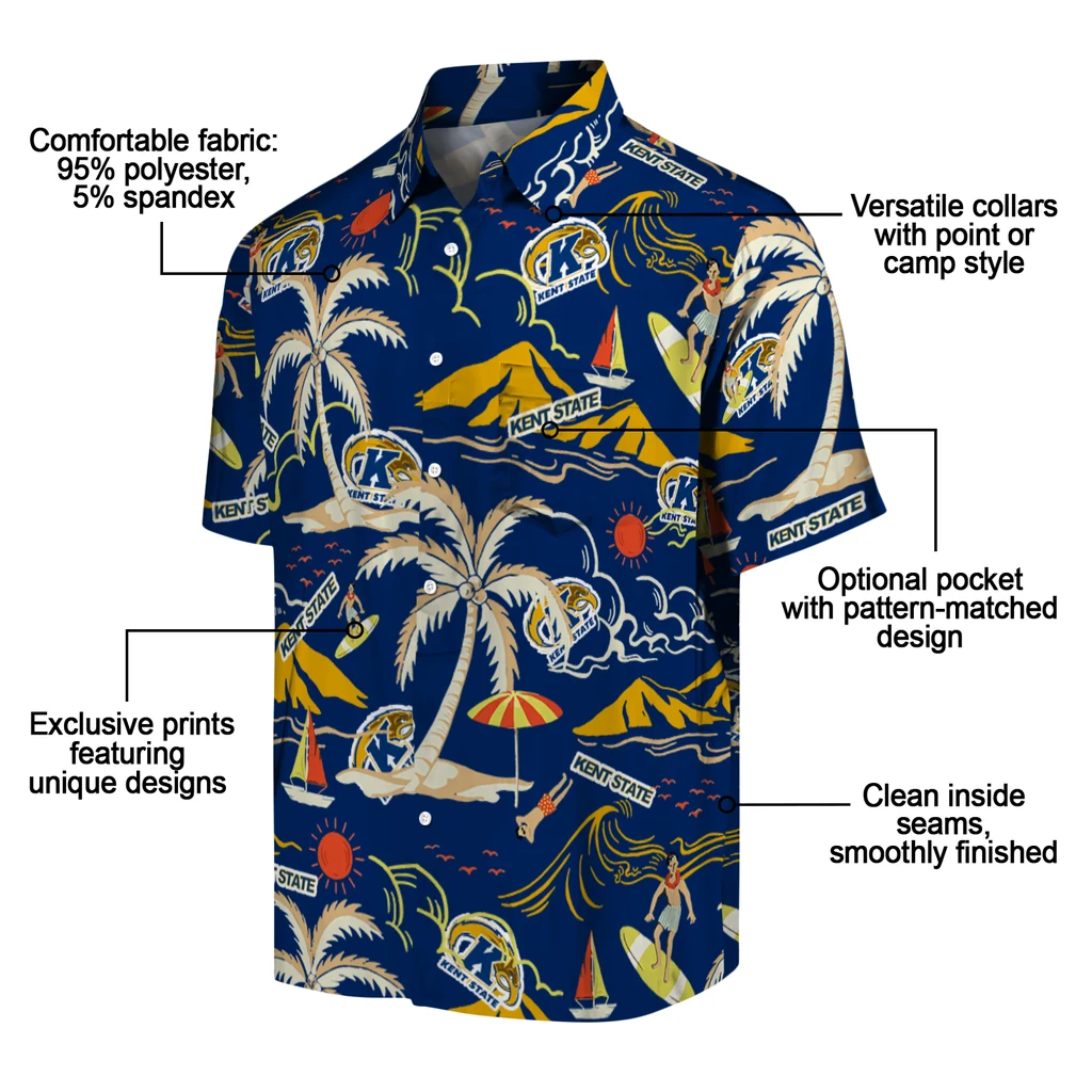 Kent State Golden Flashes Hawaiian Shirt - Palm Tree Island kent state golden flashes palm tree island navy blue hawaiian shirts new arrival