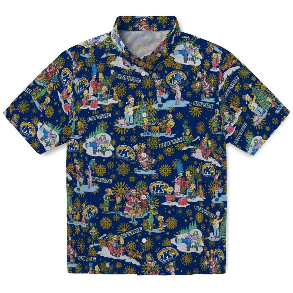 Kent State Golden Flashes Hawaiian Shirt - Simpsons Christmas kent state golden flashes simpsons christmas navy blue hawaiian shirts best selling