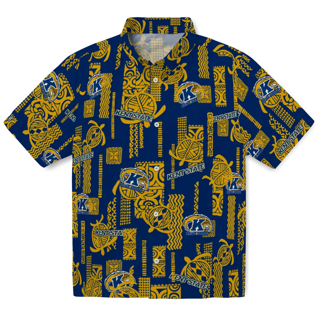 Kent State Golden Flashes Hawaiian Shirt - Turtle Lines kent state golden flashes turtle lines navy blue hawaiian shirts best selling