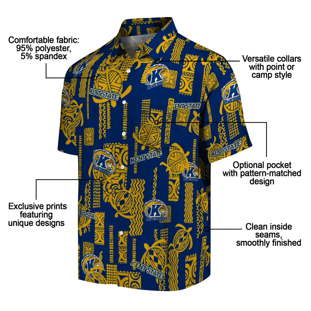 Kent State Golden Flashes Hawaiian Shirt - Turtle Lines kent state golden flashes turtle lines navy blue hawaiian shirts new arrival