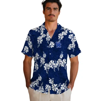 kentucky wildcats hibiscus petals blue hawaiian shirts fashion forward