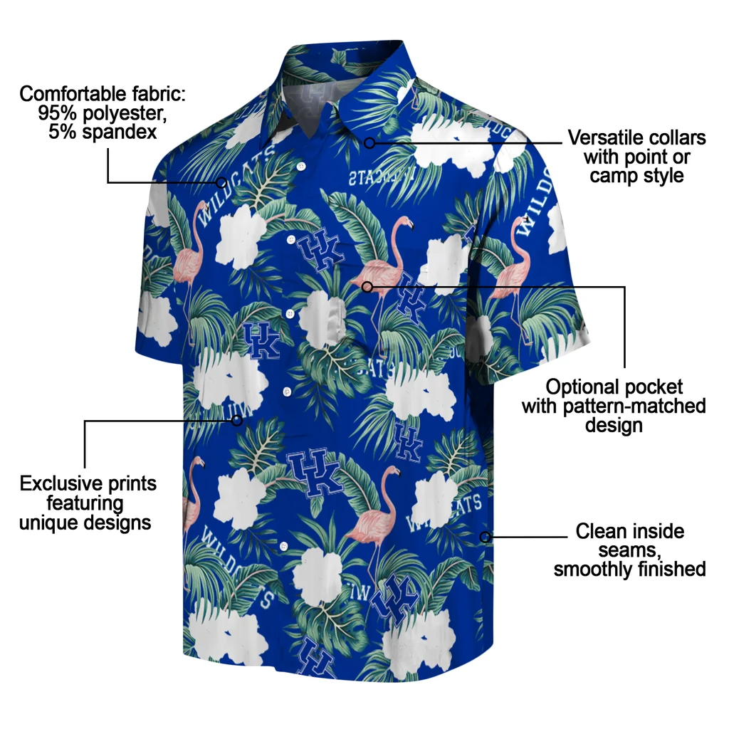 Kentucky Wildcats Hawaiian Shirt - Flamingo and Hibiscus kentucky wildcats flamingo palms blue hawaiian shirts new arrival