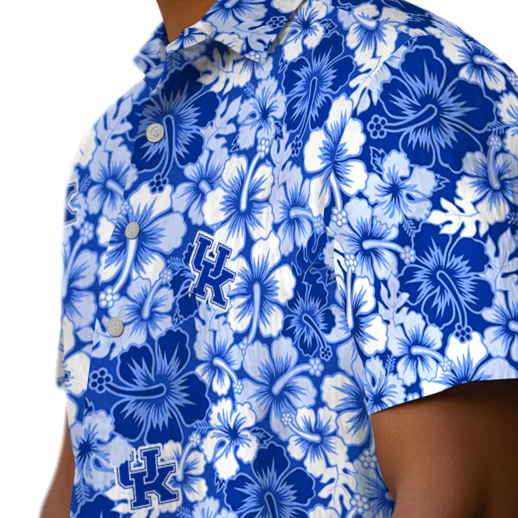 Kentucky Wildcats Hawaiian Shirt - Hibiscus Blooms kentucky wildcats hibiscus blooms blue hawaiian shirts trendy