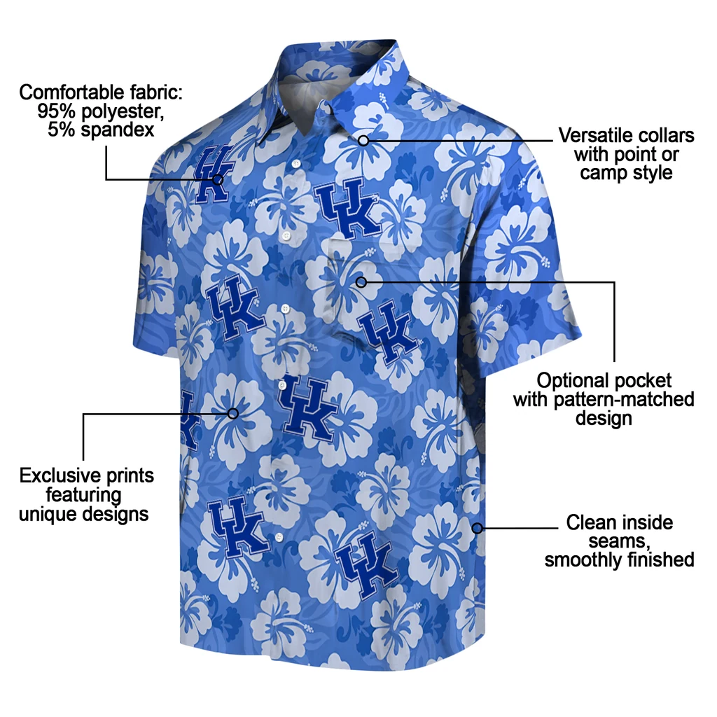 Kentucky Wildcats Hawaiian Shirt - Hibiscus Cluster kentucky wildcats hibiscus cluster blue hawaiian shirts new arrival