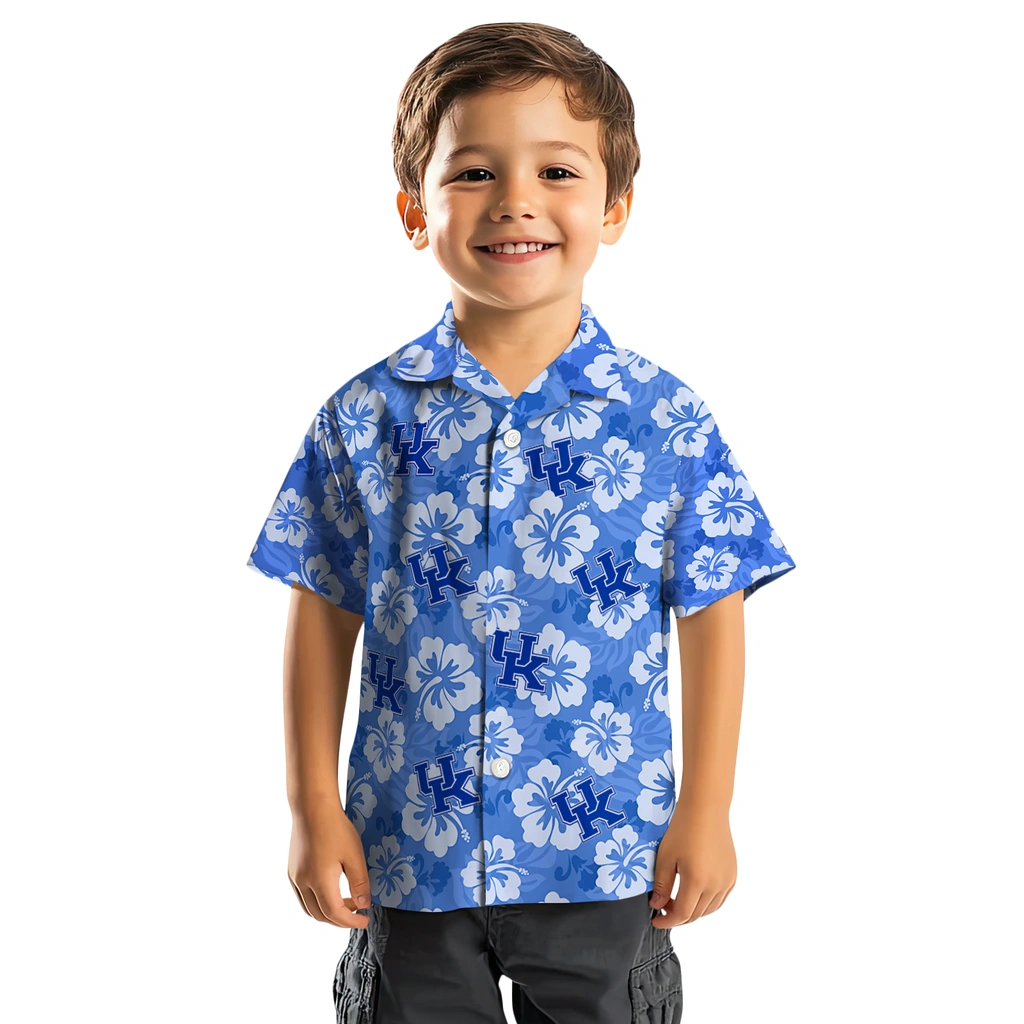 Kentucky Wildcats Hawaiian Shirt - Hibiscus Cluster kentucky wildcats hibiscus cluster blue hawaiian shirts top rated