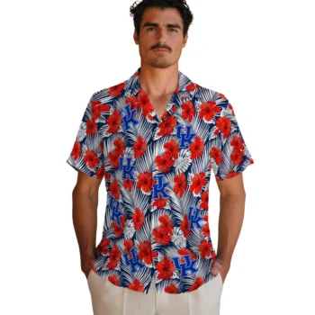 kentucky wildcats hibiscus fiesta red royal blue hawaiian shirts fashion forward