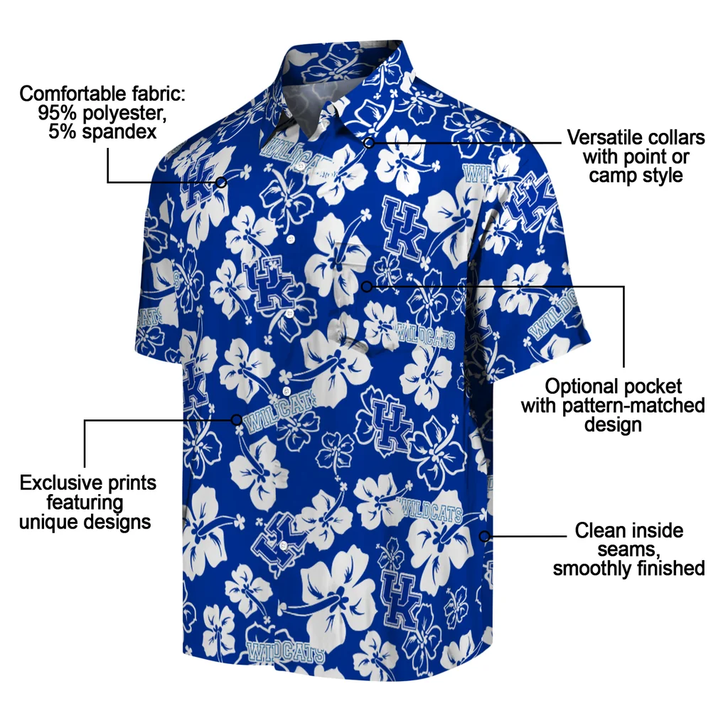 Kentucky Wildcats Hawaiian Shirt - Hibiscus Flower Design kentucky wildcats hibiscus bloom blue hawaiian shirts new arrival