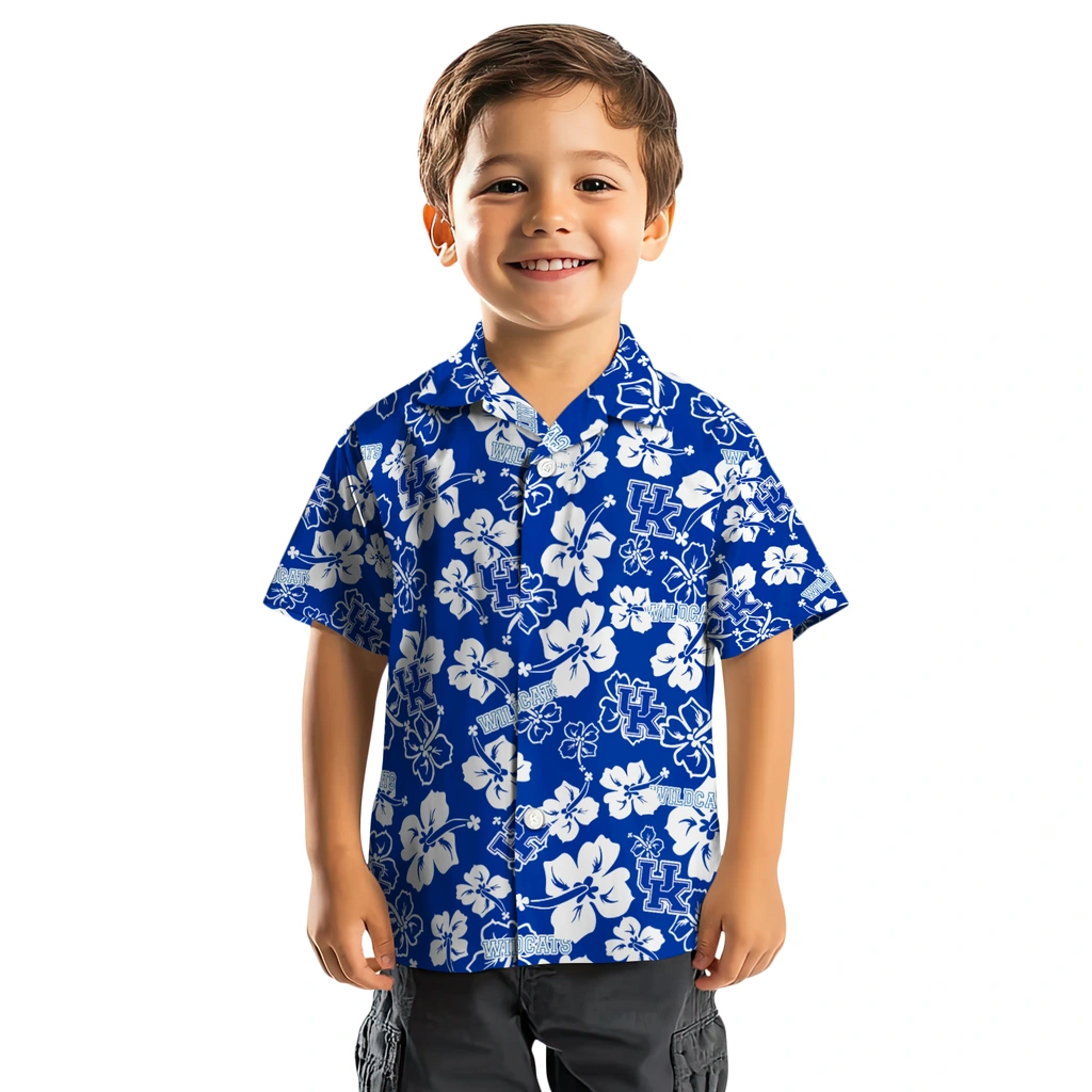 Kentucky Wildcats Hawaiian Shirt - Hibiscus Flower Design kentucky wildcats hibiscus bloom blue hawaiian shirts top rated