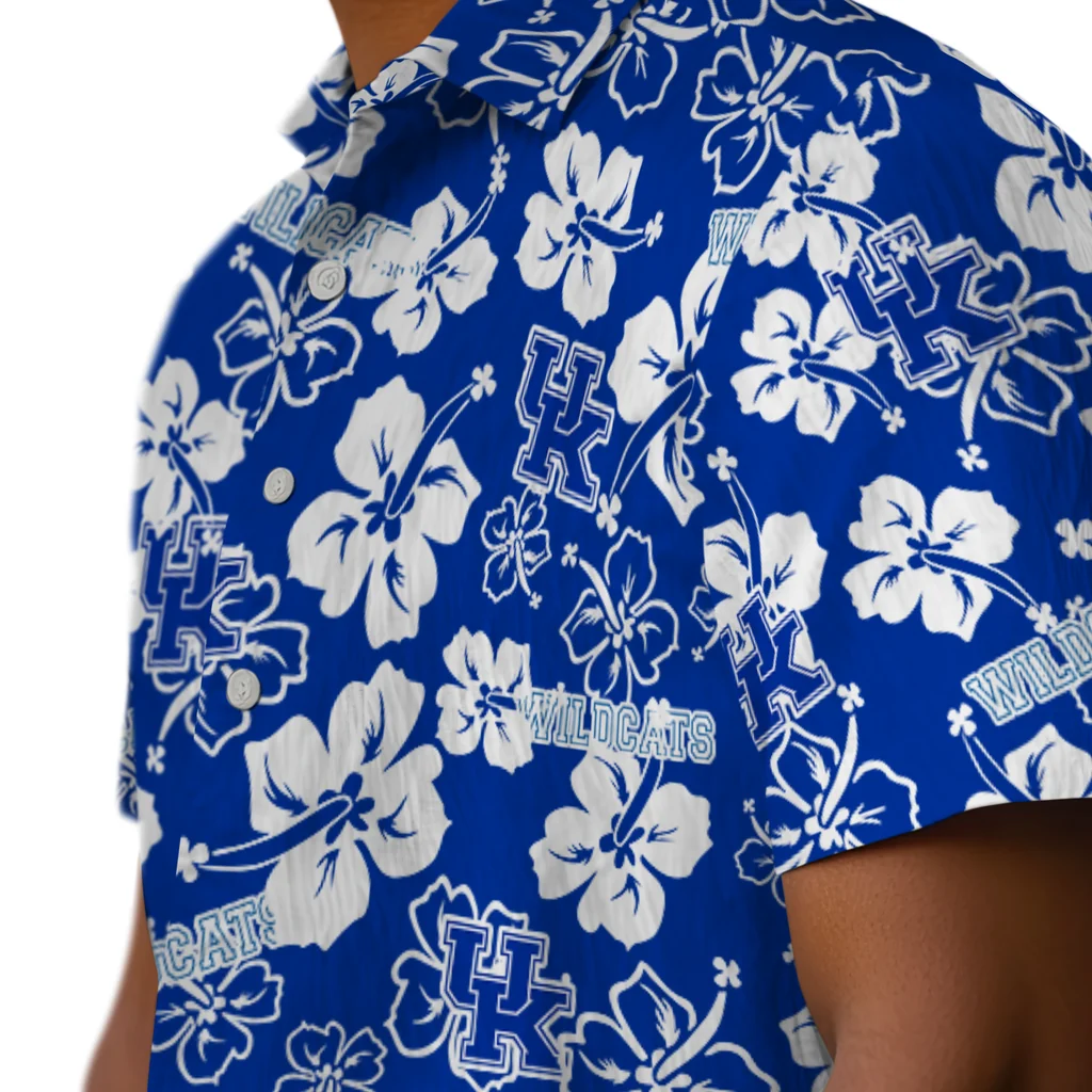 Kentucky Wildcats Hawaiian Shirt - Hibiscus Flower Design kentucky wildcats hibiscus bloom blue hawaiian shirts trendy