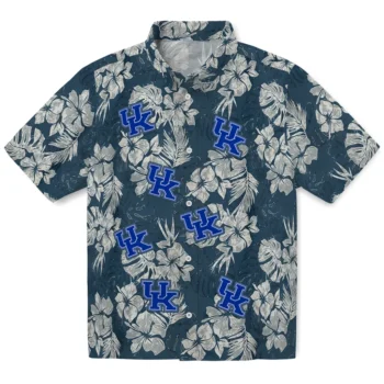 kentucky wildcats hibiscus flowers navy blue hawaiian shirts best selling