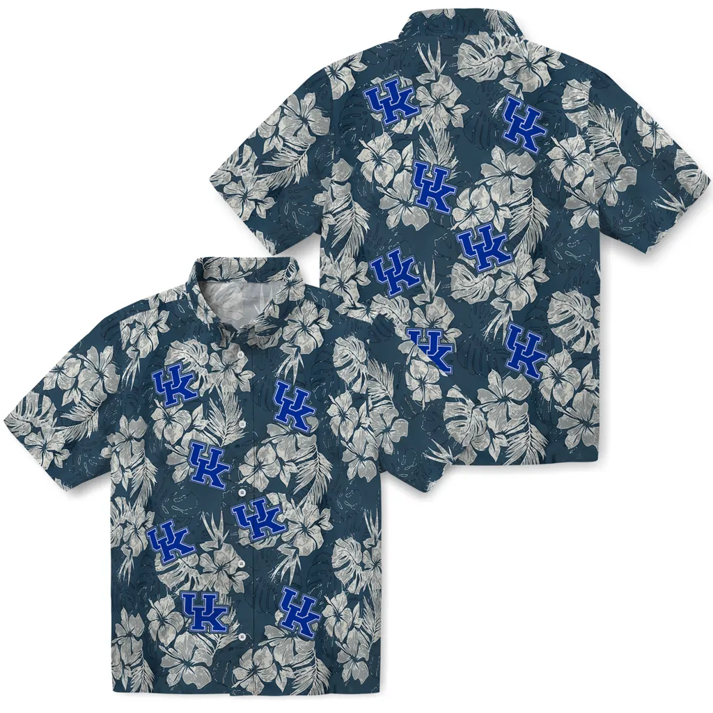 Kentucky Wildcats Hawaiian Shirt - Hibiscus Flowers kentucky wildcats hibiscus flowers navy blue hawaiian shirts high quality