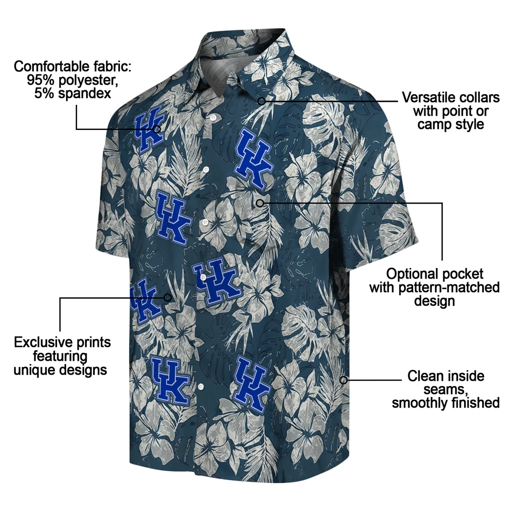 Kentucky Wildcats Hawaiian Shirt - Hibiscus Flowers kentucky wildcats hibiscus flowers navy blue hawaiian shirts new arrival