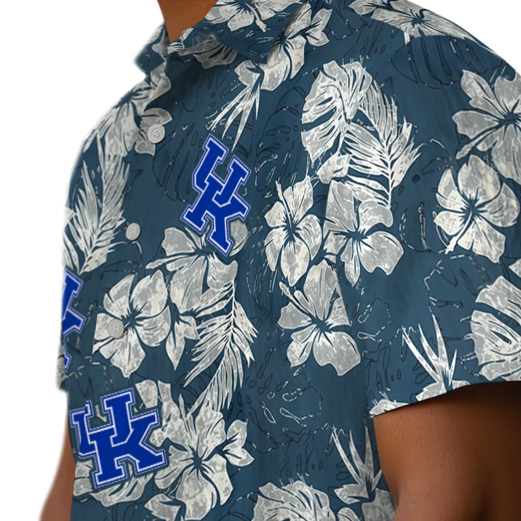 Kentucky Wildcats Hawaiian Shirt - Hibiscus Flowers kentucky wildcats hibiscus flowers navy blue hawaiian shirts trendy