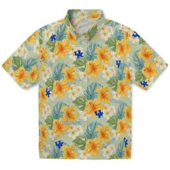 kentucky wildcats hibiscus mood pale lime yellow hawaiian shirts best selling