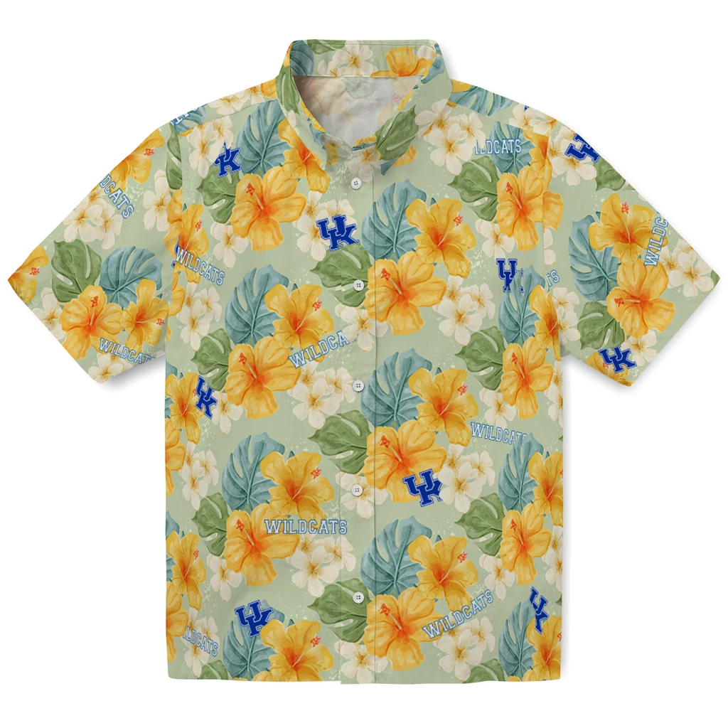 Kentucky Wildcats Hawaiian Shirt - Hibiscus Mood kentucky wildcats hibiscus mood pale lime yellow hawaiian shirts best selling