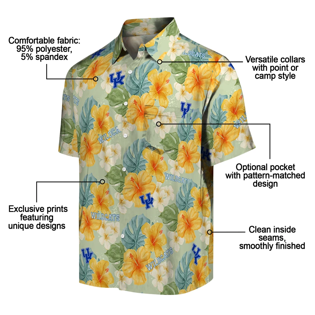 Kentucky Wildcats Hawaiian Shirt - Hibiscus Mood kentucky wildcats hibiscus mood pale lime yellow hawaiian shirts new arrival