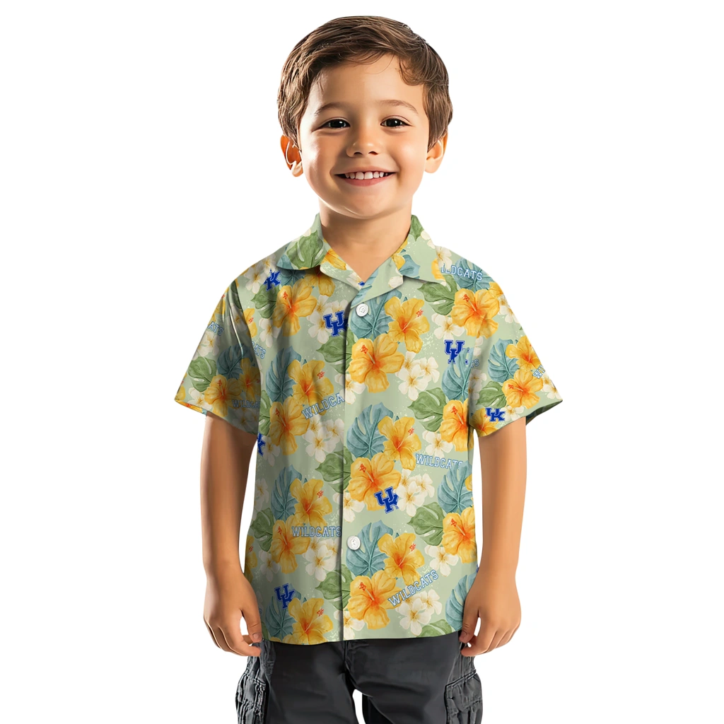 Kentucky Wildcats Hawaiian Shirt - Hibiscus Mood kentucky wildcats hibiscus mood pale lime yellow hawaiian shirts top rated
