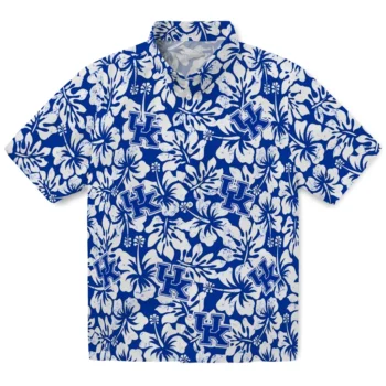 kentucky wildcats hibiscus motif blue white hawaiian shirts best selling