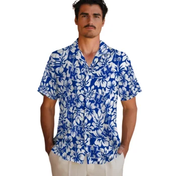 kentucky wildcats hibiscus motif blue white hawaiian shirts fashion forward
