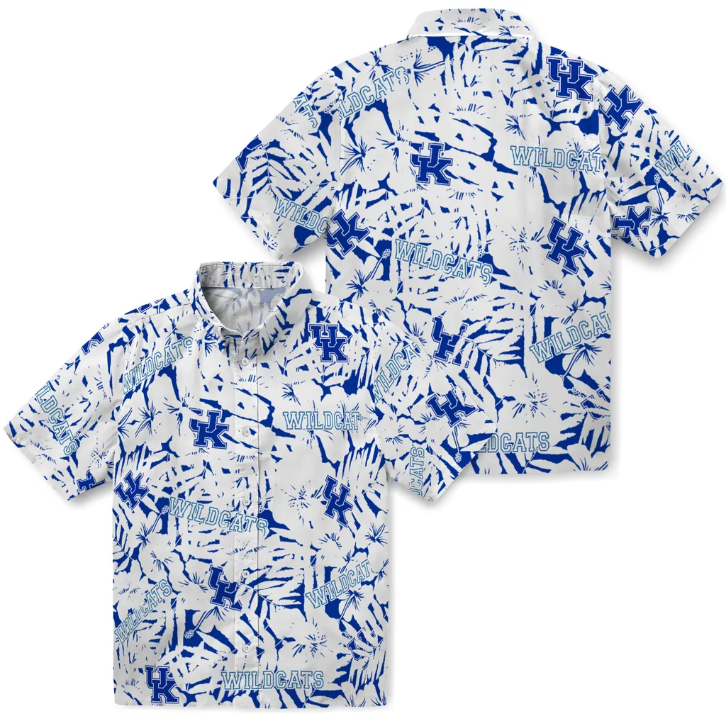 Kentucky Wildcats Hawaiian Shirt - Hibiscus Overlay kentucky wildcats hibiscus overlay hawaiian shirts high quality