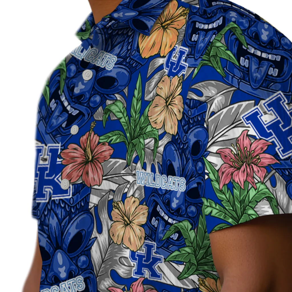 Kentucky Wildcats Hawaiian Shirt - Hibiscus Tiki Jungle kentucky wildcats tiki jungle blue hawaiian shirts trendy