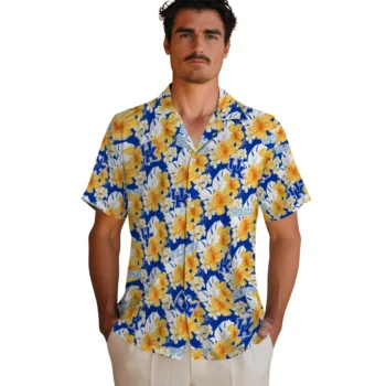 kentucky wildcats hibiscus tropics blue yellow hawaiian shirts fashion forward