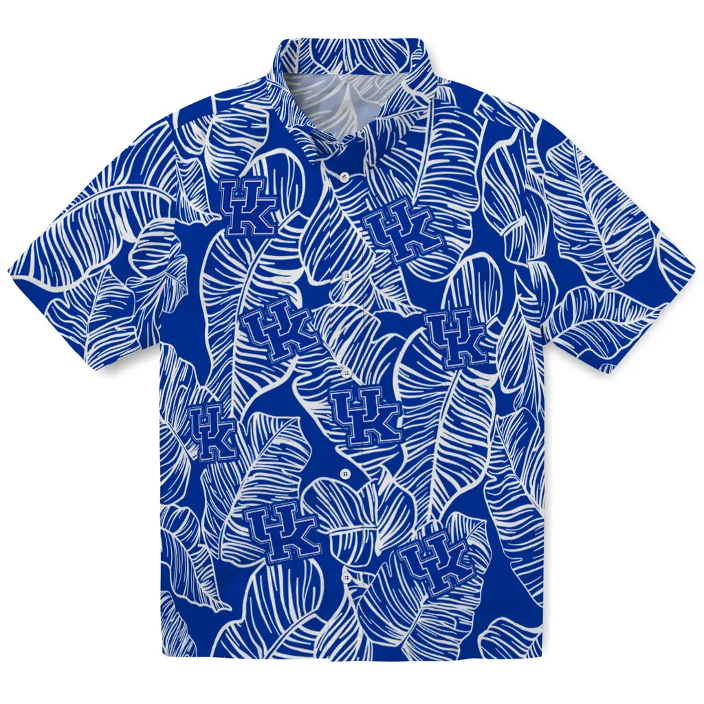 Kentucky Wildcats Hawaiian Shirt - Leaf Outline kentucky wildcats leaf outline blue hawaiian shirts best selling