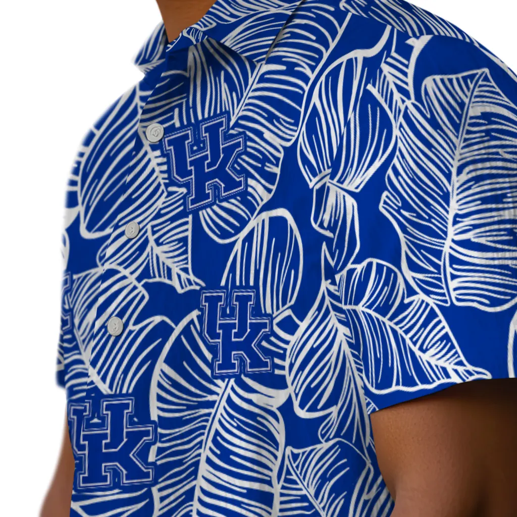 Kentucky Wildcats Hawaiian Shirt - Leaf Outline kentucky wildcats leaf outline blue hawaiian shirts trendy