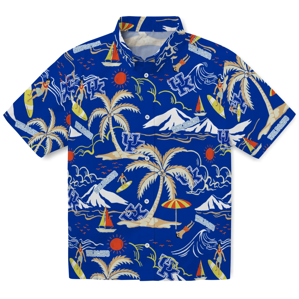 Kentucky Wildcats Hawaiian Shirt - Palm Tree Island kentucky wildcats palm tree island blue hawaiian shirts best selling