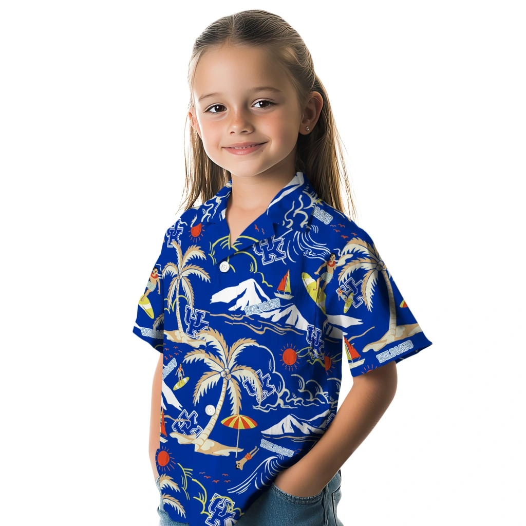 Kentucky Wildcats Hawaiian Shirt - Palm Tree Island kentucky wildcats palm tree island blue hawaiian shirts premium grade