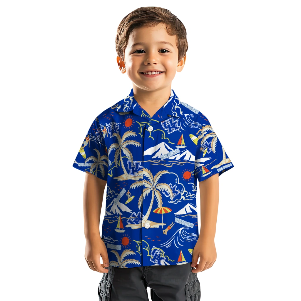 Kentucky Wildcats Hawaiian Shirt - Palm Tree Island kentucky wildcats palm tree island blue hawaiian shirts top rated