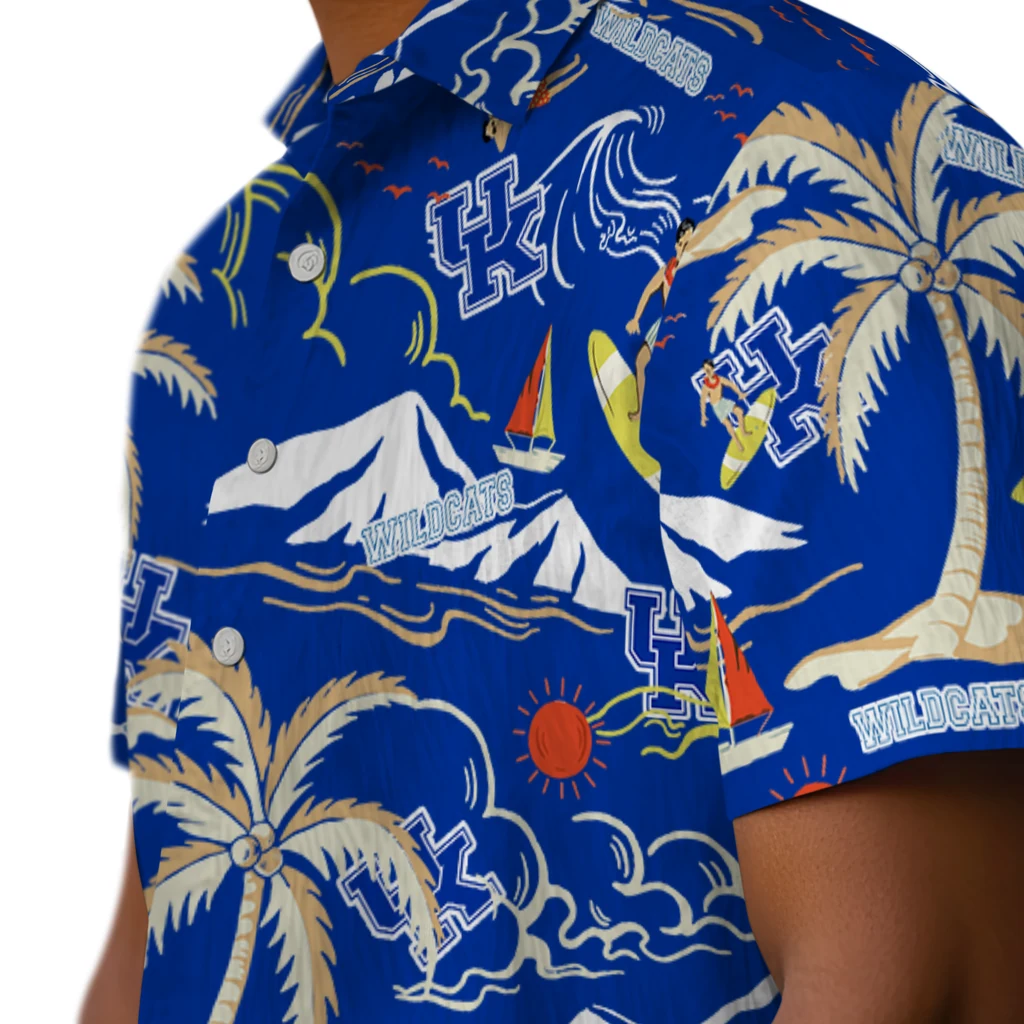 Kentucky Wildcats Hawaiian Shirt - Palm Tree Island kentucky wildcats palm tree island blue hawaiian shirts trendy