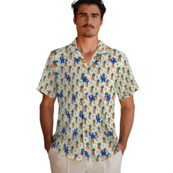 kentucky wildcats pineapple delight beige hawaiian shirts fashion forward