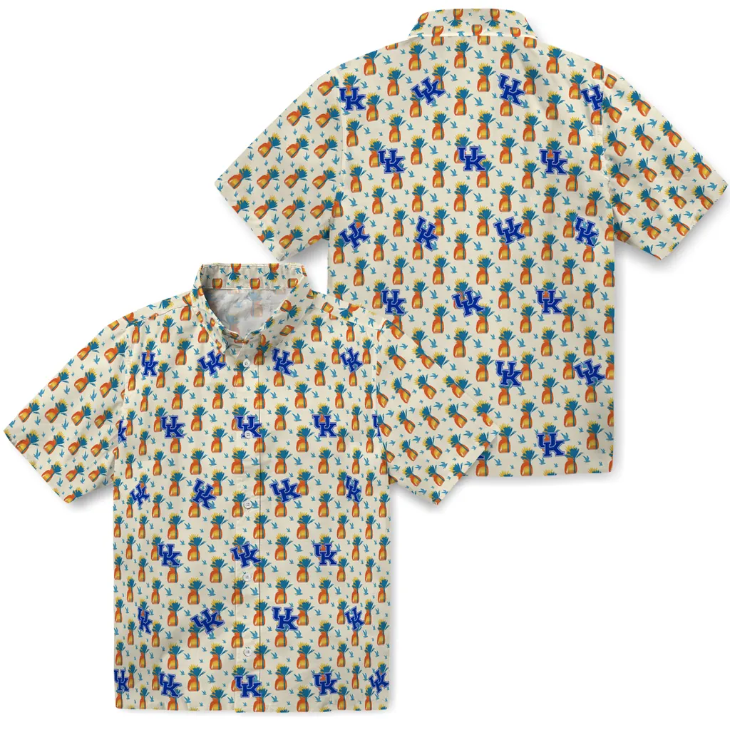 Kentucky Wildcats Hawaiian Shirt - Pineapple Delight kentucky wildcats pineapple delight beige hawaiian shirts high quality