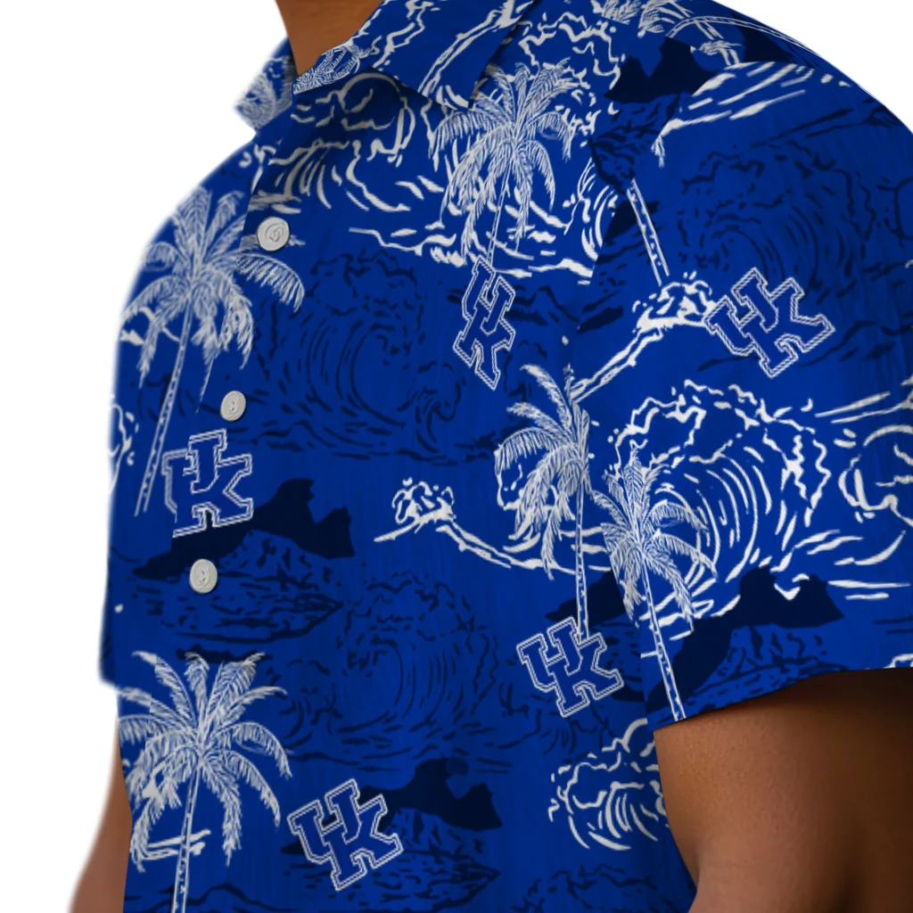 Kentucky Wildcats Hawaiian Shirt - Wave Palm kentucky wildcats wave palm blue hawaiian shirts trendy