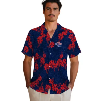 la tech hibiscus petals blue hawaiian shirts fashion forward