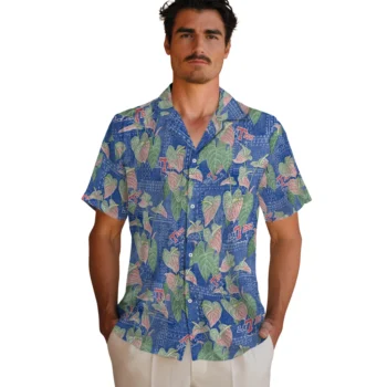 la tech anthurium overlay blue hawaiian shirts fashion forward