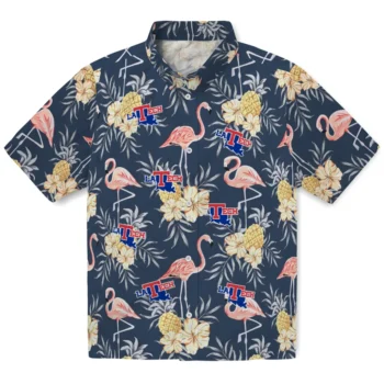 la tech flamingo hibiscus navy hawaiian shirts best selling
