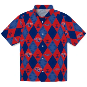 la tech balloon plaid blue hawaiian shirts best selling