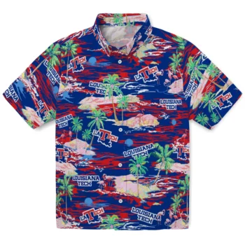 la tech flamingo retreat blue hawaiian shirts best selling