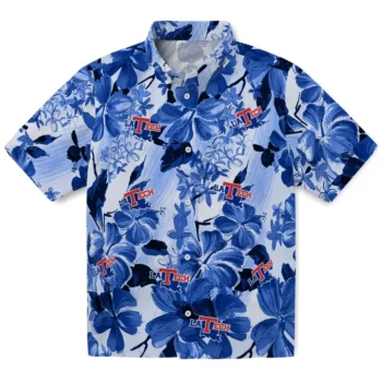 la tech hibiscus arrangement blue hawaiian shirts best selling