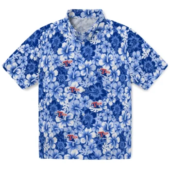 la tech hibiscus blooms blue hawaiian shirts best selling