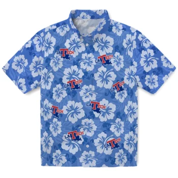 la tech hibiscus cluster blue hawaiian shirts best selling