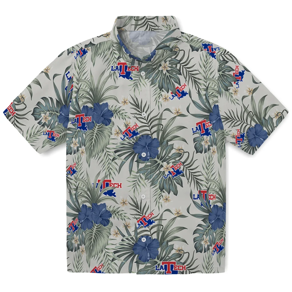 LA Tech Hawaiian Shirt - Hibiscus Designs la tech hibiscus designs beige hawaiian shirts best selling