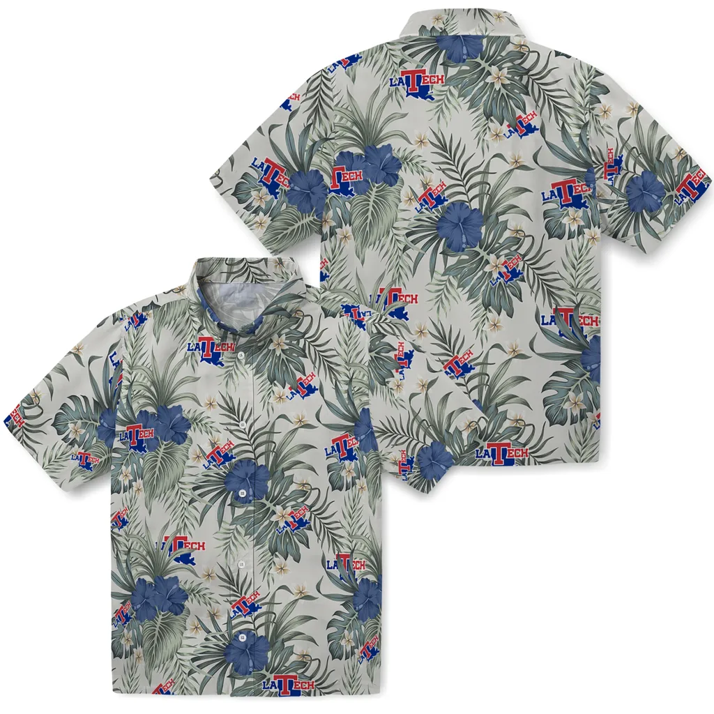 LA Tech Hawaiian Shirt - Hibiscus Designs la tech hibiscus designs beige hawaiian shirts high quality