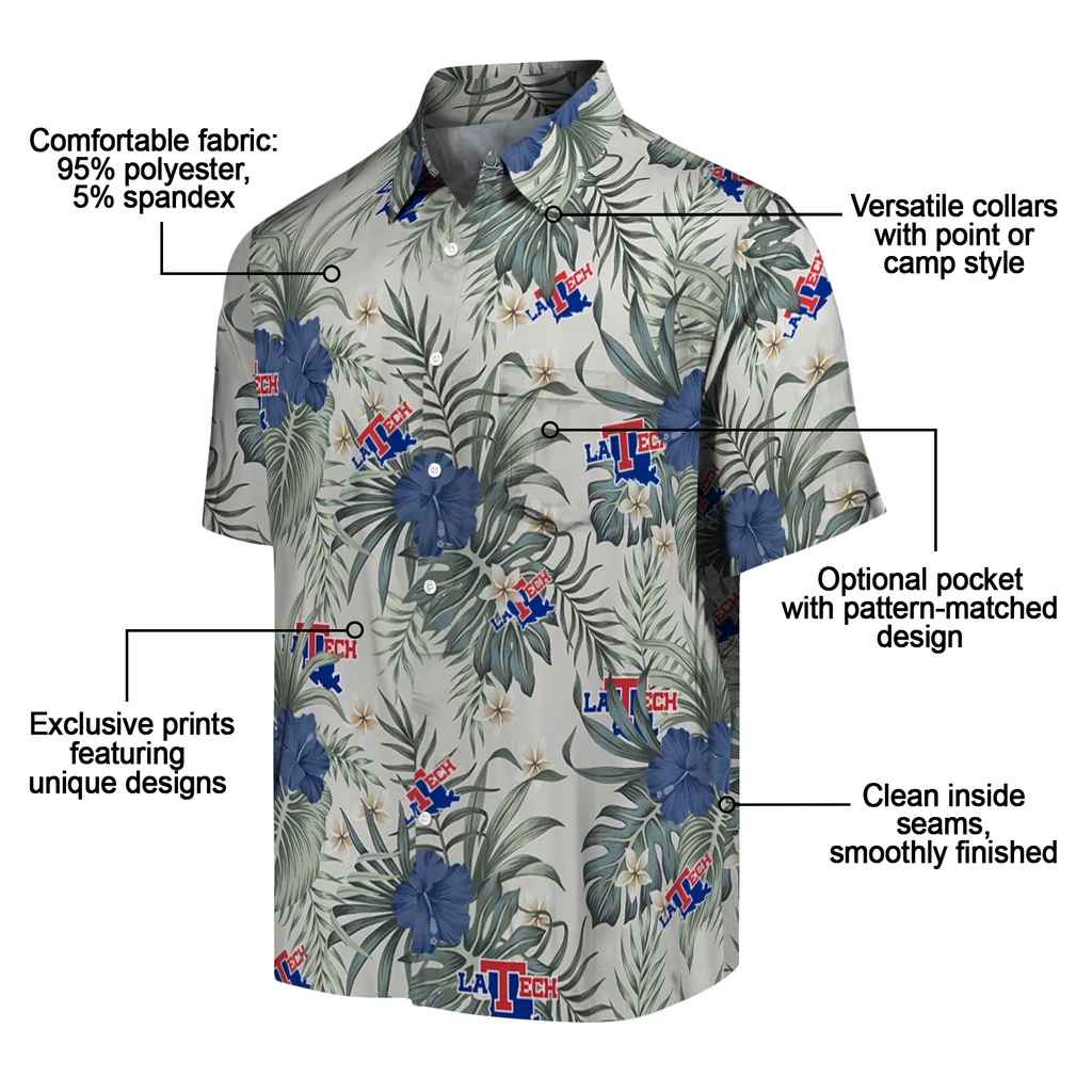 LA Tech Hawaiian Shirt - Hibiscus Designs la tech hibiscus designs beige hawaiian shirts new arrival
