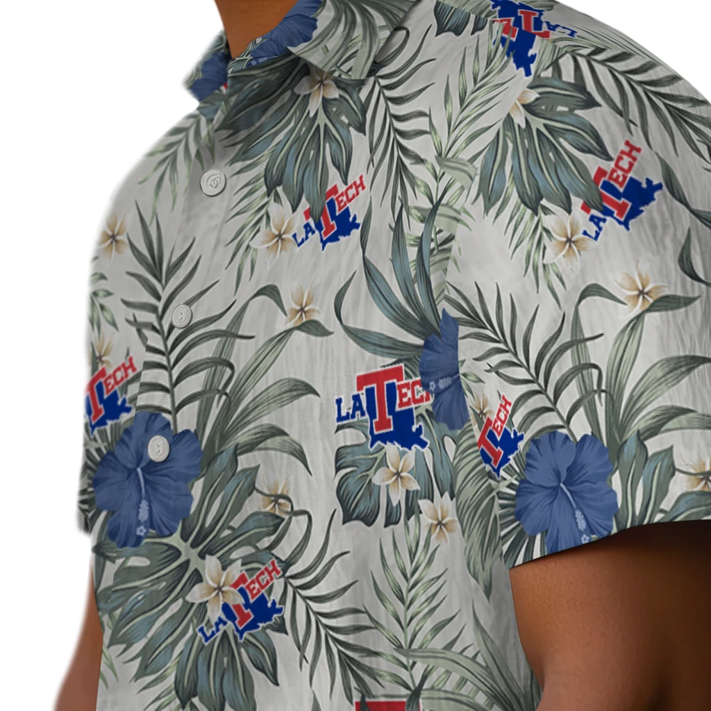 LA Tech Hawaiian Shirt - Hibiscus Designs la tech hibiscus designs beige hawaiian shirts trendy
